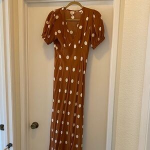 a new day Rust Maxi Dress with White Polka Dots